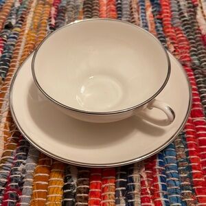 Vintage Franciscan China Platinum Band Tea Cup & Saucer